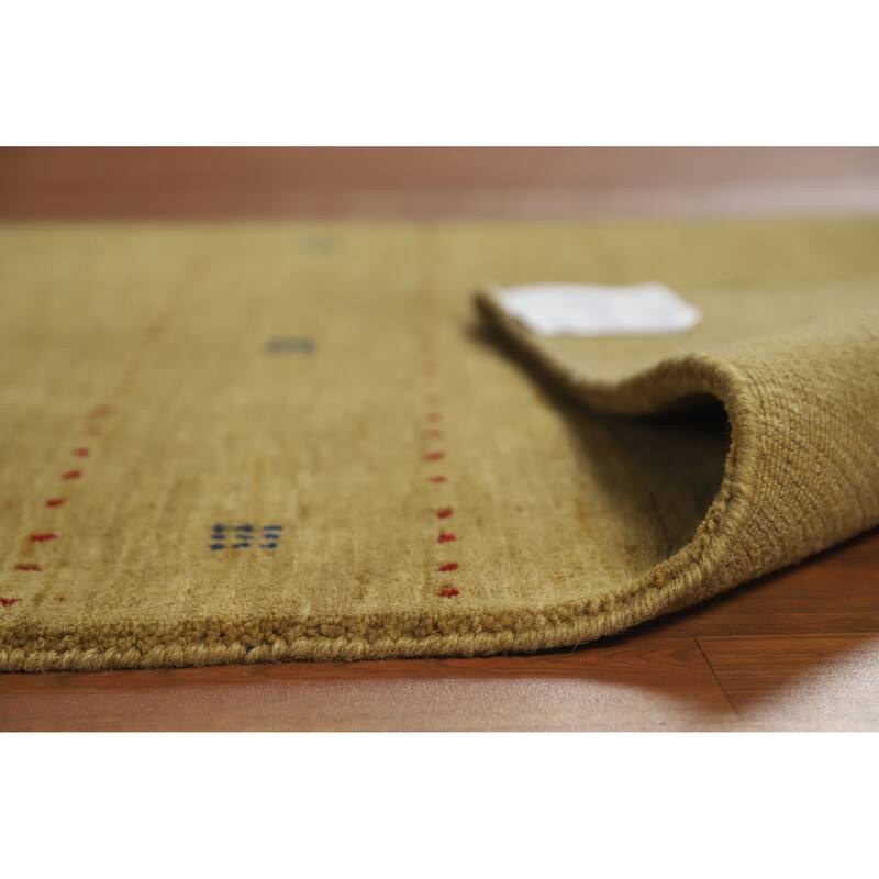 Green Tribal Gabbeh Indian Rug Hand-Knotted Wool Carpet - 3'3" x 5'1"