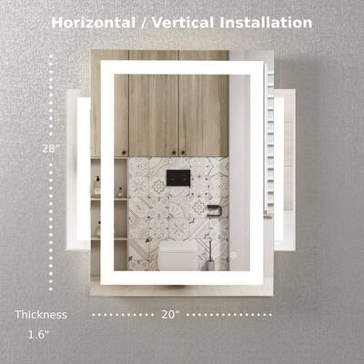 20x28 inch LED Bathroom Mirror for Wall, Vanity Lighted Mirror - Bright White - 20*28