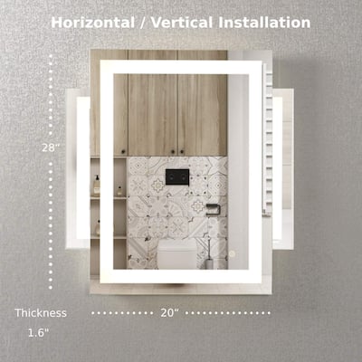 20x28 inch LED Bathroom Mirror for Wall, Vanity Lighted Mirror - Bright White - 20*28