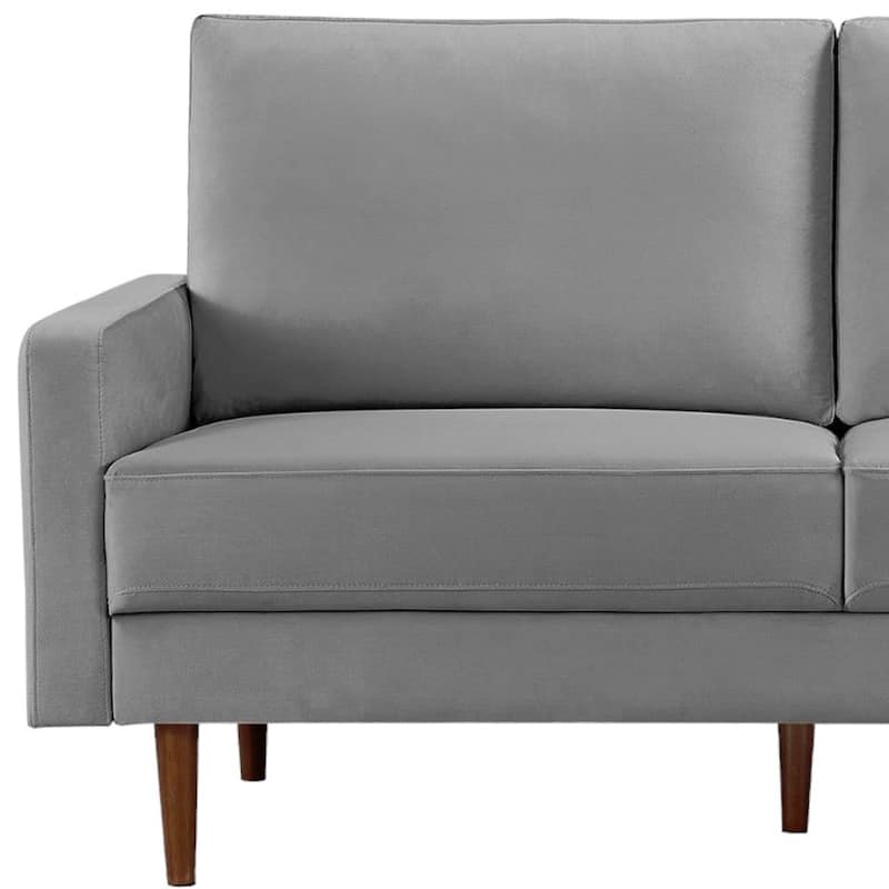 HomeRoots 69" Gray Velvet Sofa With Dark Brown Legs - 69