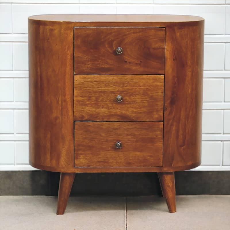 Artisan Furniture solid wood Mini Chestnut Cabinet, Brown with Three Drawers