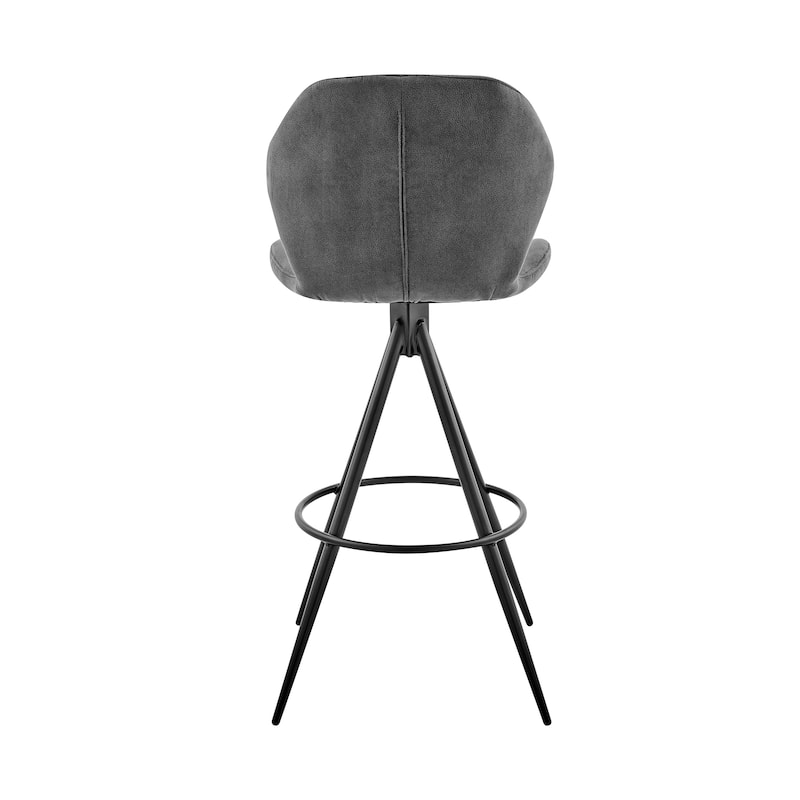 Catalina Modern Bar Stool, Upholstered Bar Chair with Charcoal Gray Fabric and Black Metal Legs