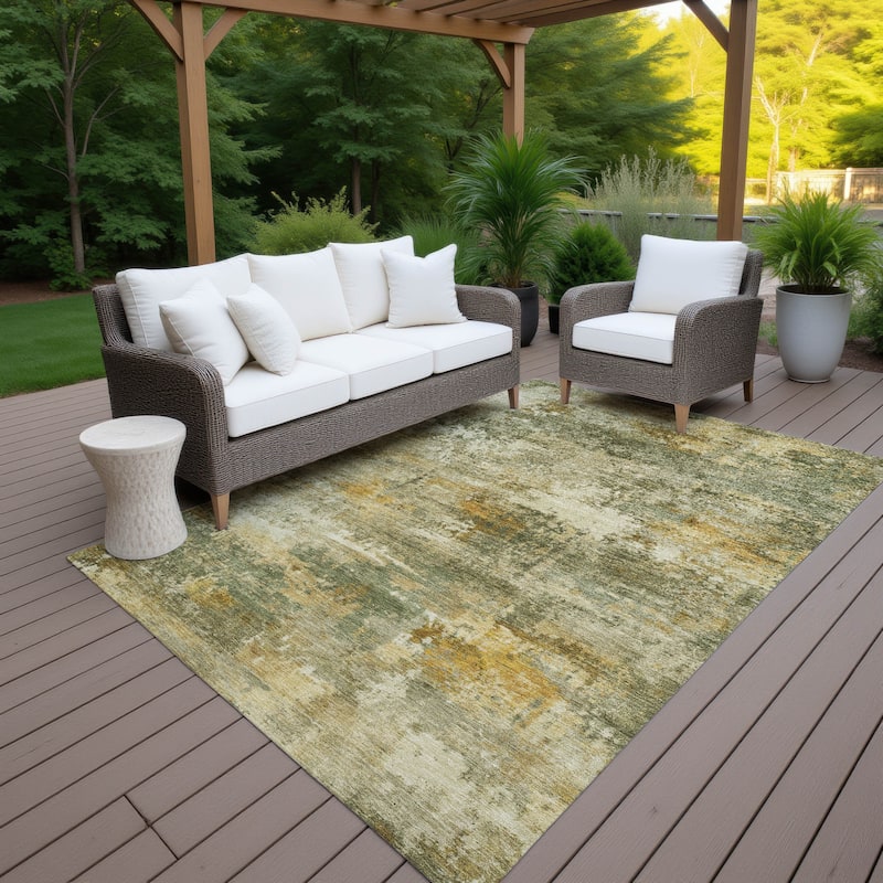 Machine Washable Indoor/ Outdoor Modern Blend Chantille Rug
