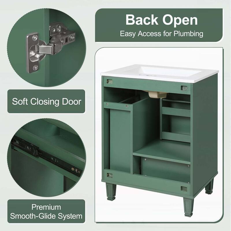 Freestanding Vanity Set with Door Shelf,Deep Drawer,2-Tier Pull-Out Basket