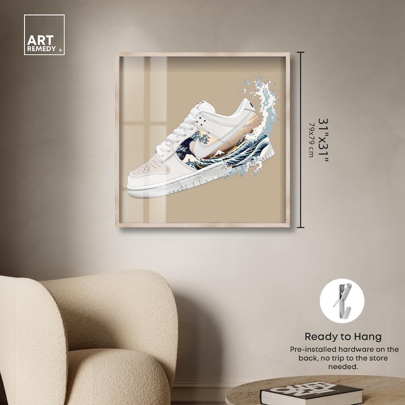 Great Wave Sneaker Splash Shadowbox by Art Remedy