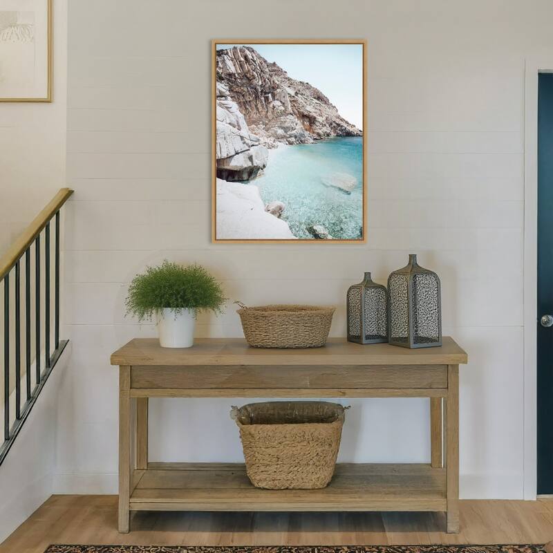 Ikaria Seychelles Beach by Bella Eve Framed Canvas Wall Art Print - Sylvie Natural