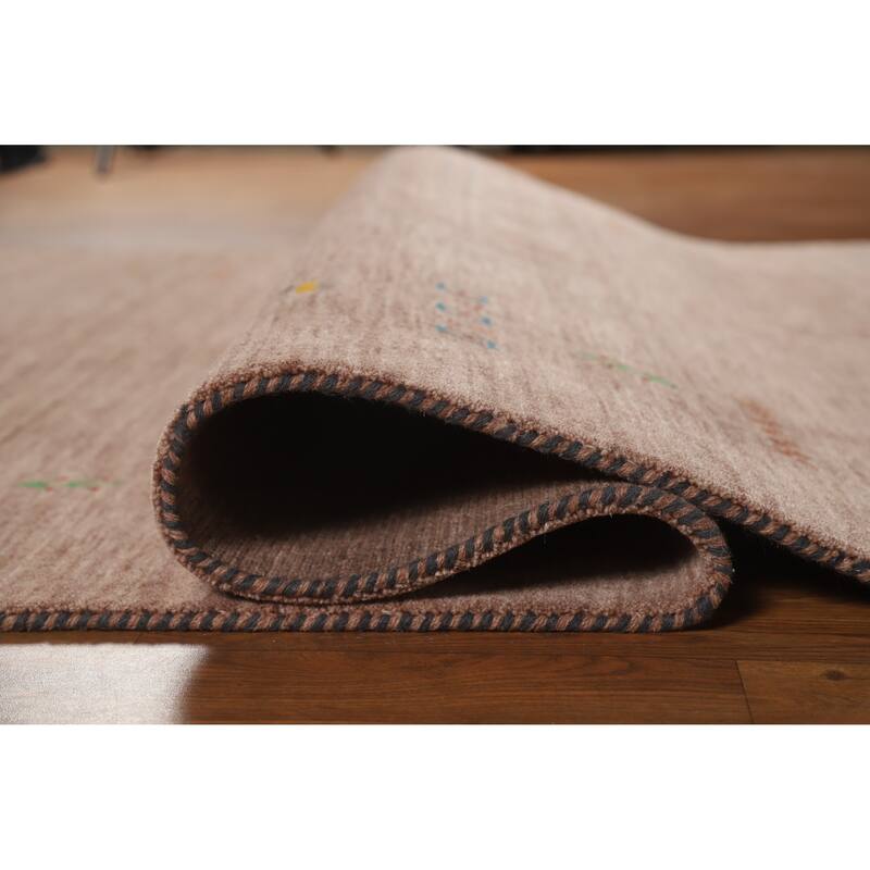 Hand Knotted Oriental 100% Wool Carpet Tribal Animal Pictorial Brown Gabbeh Area Rug - 7' 9'' X 4' 11''