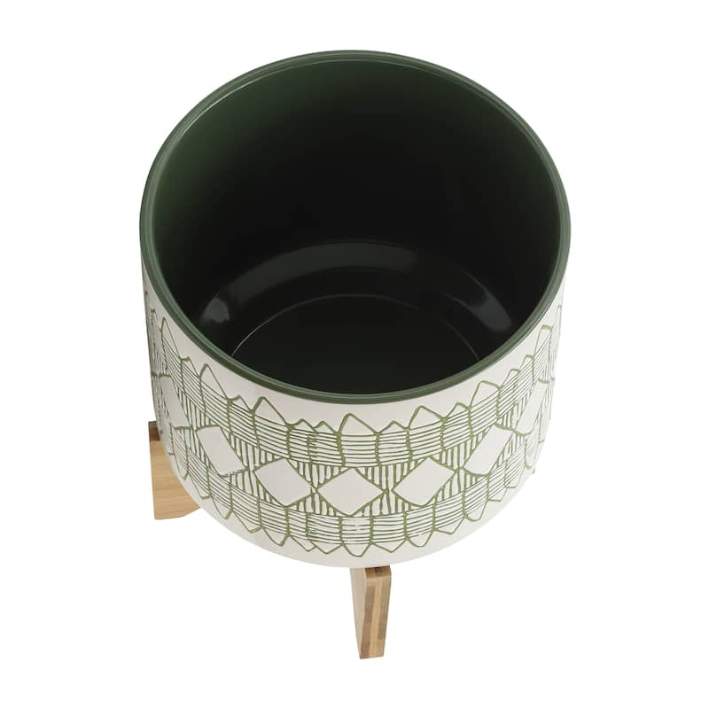 Sagebrook Home Abstract Ceramic Planter on Stand Indoor/Outdoor