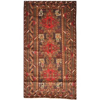 Handmade One-Of-A-Kind Tribal Balouchi Wool Rug (Afghanistan) - 3'7 x 6 ...