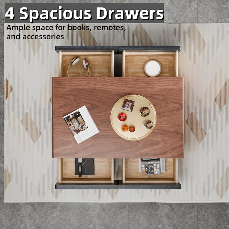 Modland 47" Handmade Modern Coffee Table with 4 Drawers & Rounded Corners - 47.24