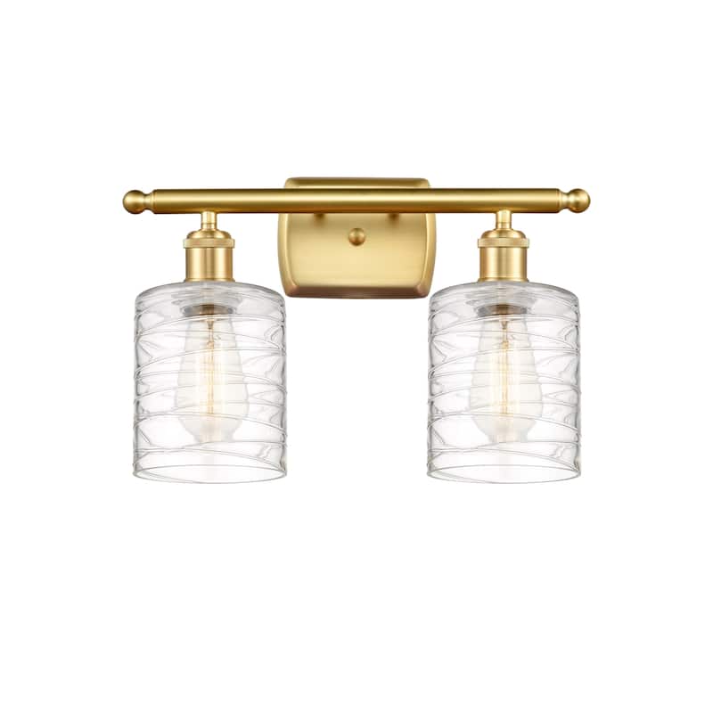 Innovations Lighting 516-2W-9-16 Cobbleskill Vanity Cobbleskill 2 - Satin Gold / Deco Swirl