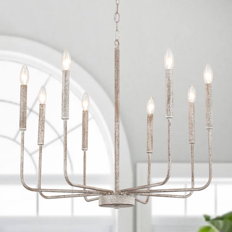 8-Light Modern Farmhouse Candle Chandelier for Kitchen Island Living Dining Room Bedroom