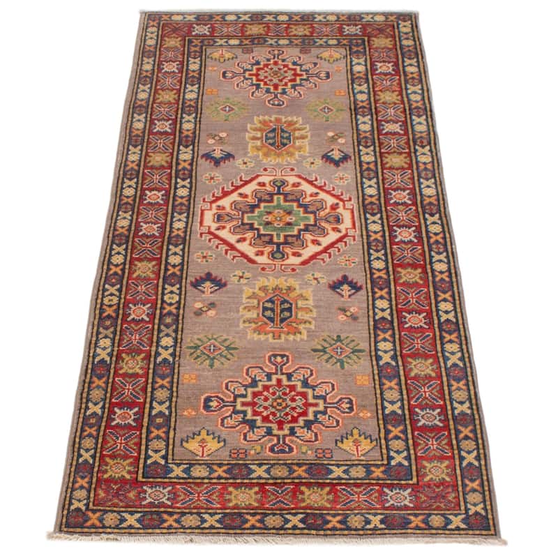ECARPETGALLERY Hand-knotted Uzbek Ghazni Taupe Wool Rug - 2'7 x 6'7