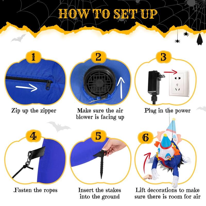 40 in. Halloween Clown Inflatable Decorations Broke Out From Window