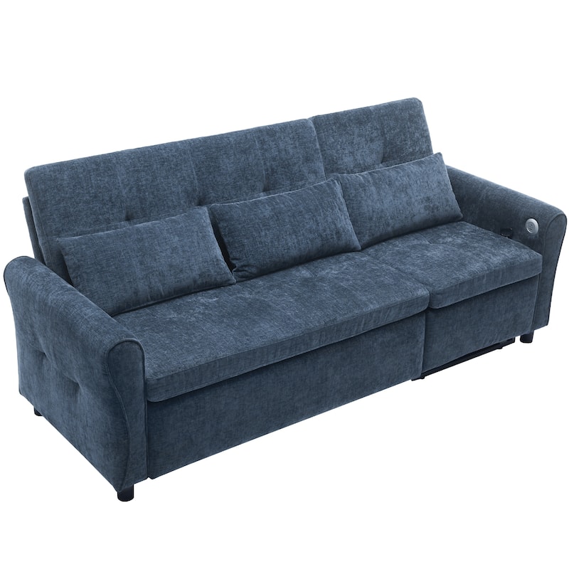 Roomfitters 2-in-1 Sofa Bed with Reversible Recliner, Three-Seater Convertible Couch for Living Room
