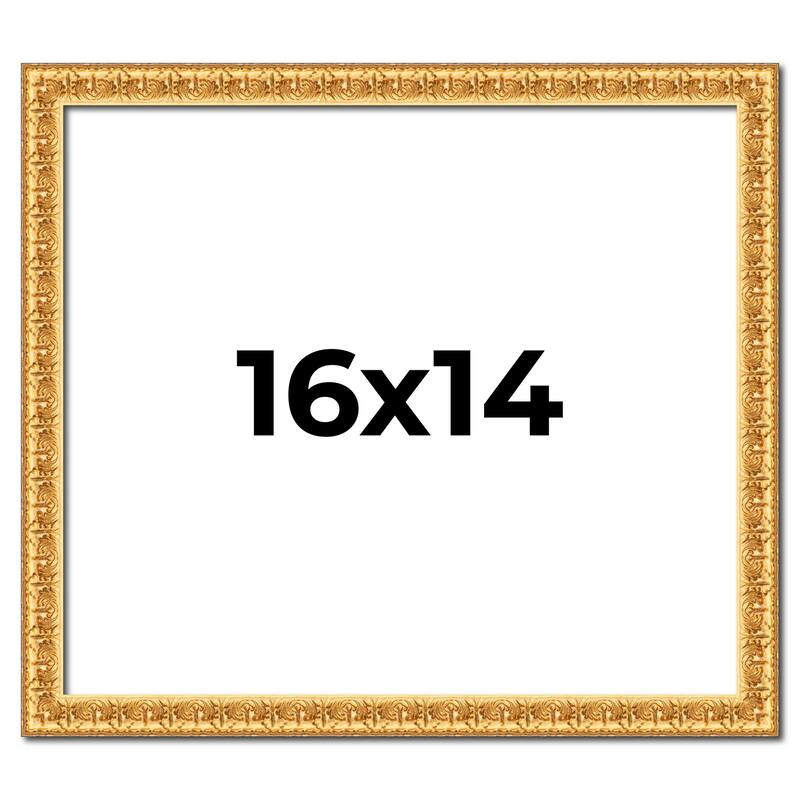 16x14 Frame Gold Real Wood Picture Frame Width 1 inches | Interior