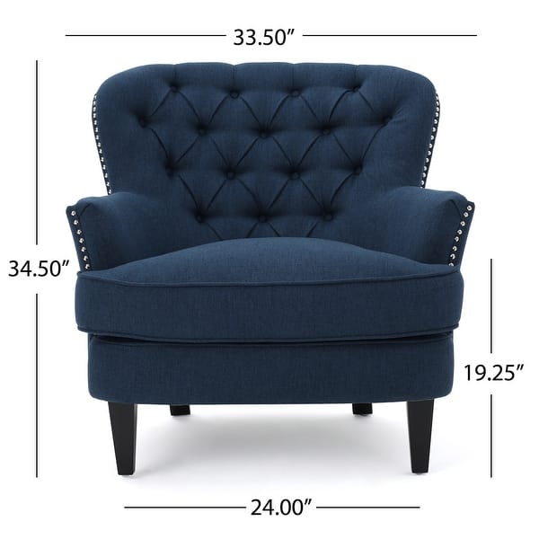 dimension image slide 4 of 4, Tafton Tufted Oversized Fabric Club Chair by Christopher Knight Home - 33.50" L x 35.00" W x 34.50" H