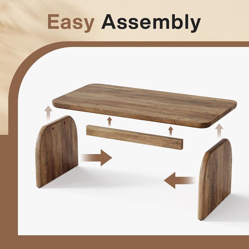 Rectangle Coffee Table, Farmhouse Accent Center Table Low Cocktail Tea Table with Sturdy Base