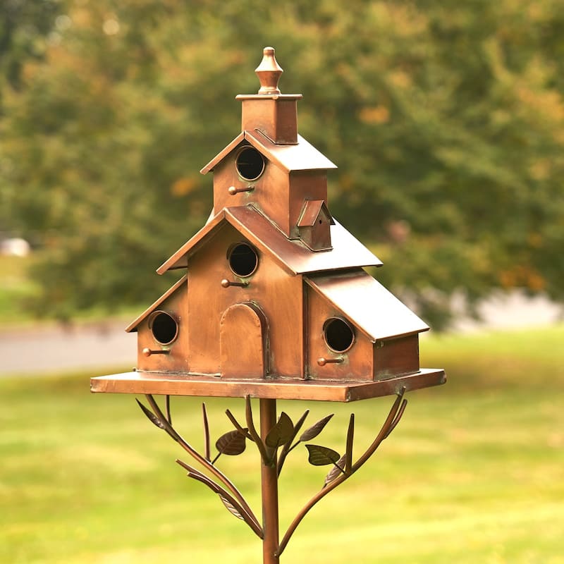 Church Design Iron Stake Birdhouse by Havenside Home - Brown