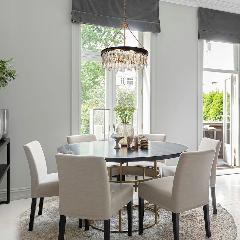 Modern Glam 4-Light Crystal Drum Chandelier for Dining Room Bedroom - Gold - 16" Dia. x 17.7" H