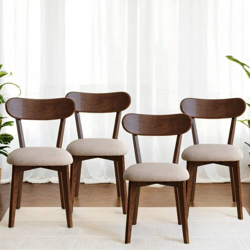 Solid Oak Dining Chairs with Upholstered Seats, Ergonomic, Set of 2/4
