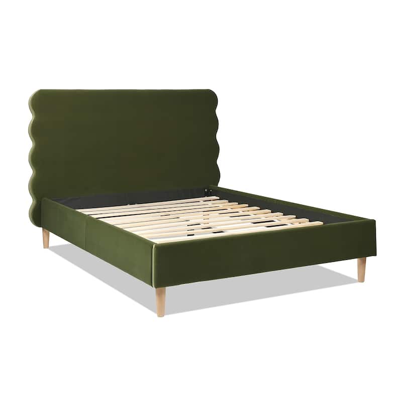 Jennifer Taylor Home Stockholm Scallop Platform Bed - Olive Green - Queen