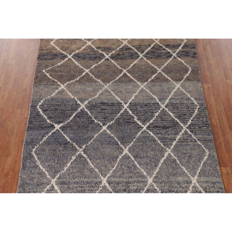 Trellis / Moroccan Oriental Area Rug Hand-Knotted Wool Carpet - 6'0" x 10'2"