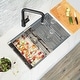 preview thumbnail 12 of 15, STYLISH 28 inches Workstation 60/40 Double Bowl Undermount 16 Gauge Stainless Steel Kitchen Sink with Accessories included