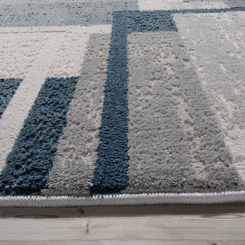 Gertmenian Ethan Abstract Geo Modern Geometric Blue Area Rug