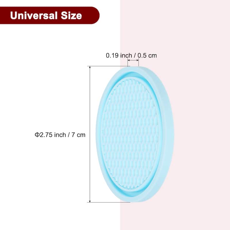 2pcs Car Cup Coasters PVC Car Cup Mats Non-Slip Universal Cup Holder - 2.76" - Sky Blue