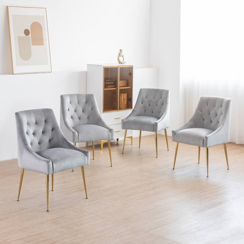 XINMICS Mid-Century Modern Velvet Dining Chair, Upholstered Parsons Chair, Set of 2