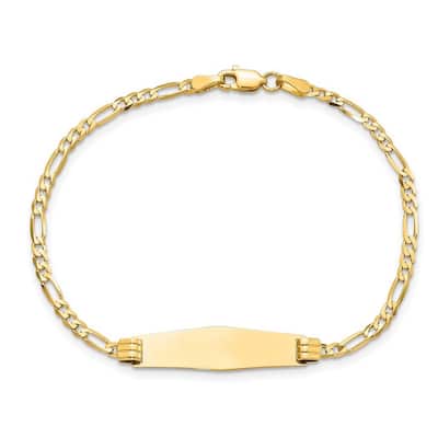 Curata 7.3mm 14k Engravable Figaro Soft Diamond Shape ID Bracelet