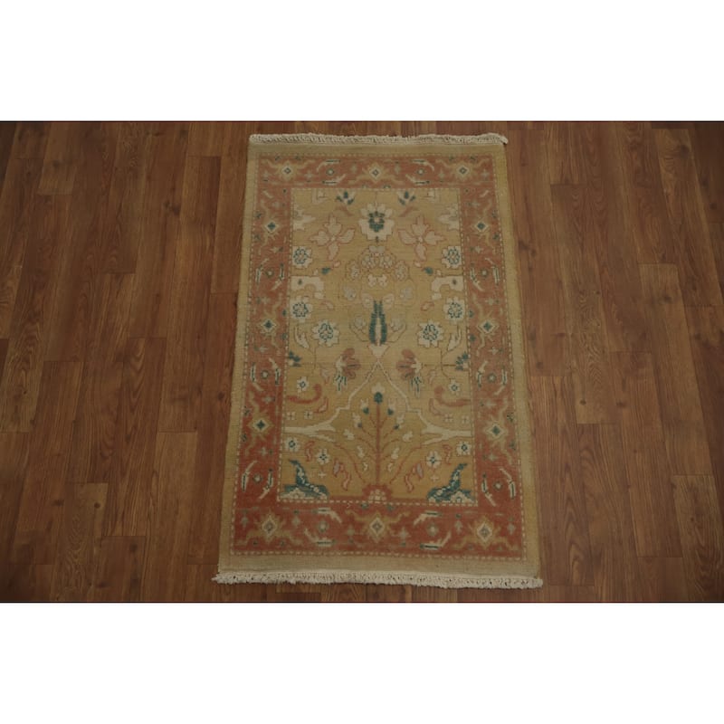 Hand Knotted Oriental 100% Wool Carpet Traditional All-Over Brown Ziegler Area Rug - 3' 1'' X 1' 11''