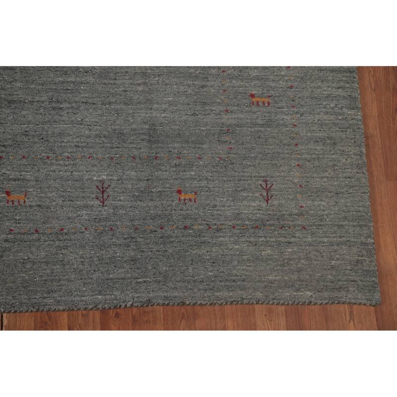 Gray Gabbeh Oriental Area Rug Wool Carpet - 8'0"x 9'8"