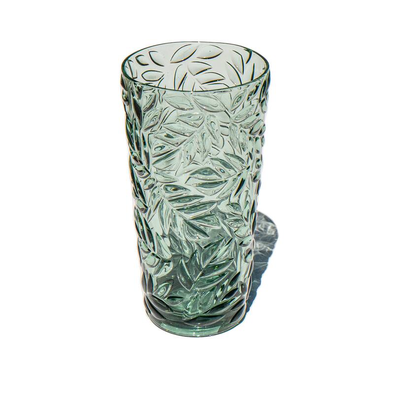 Abode Homewares Embossed Leaf Acrylic Drinking Glass - Sage - Set of 6
