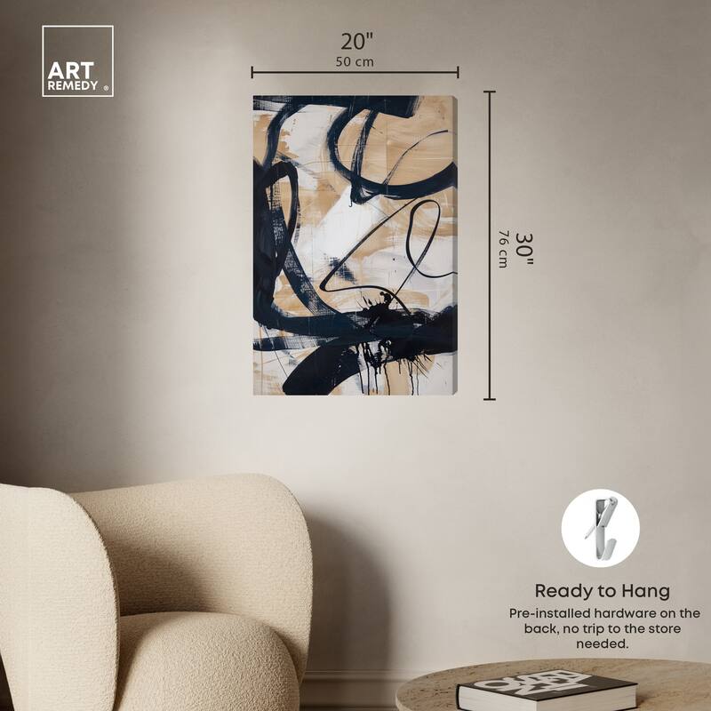 Art Remedy Flowing Gallery Wrapped Abstract Shapes 1 Piece Canvas Wall Art