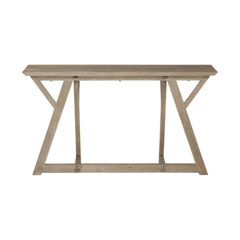 HomeRoots 16" Brown Solid Wood Trestle Console Table - 16.00 in. x 29.50 in. x 54.00 in.
