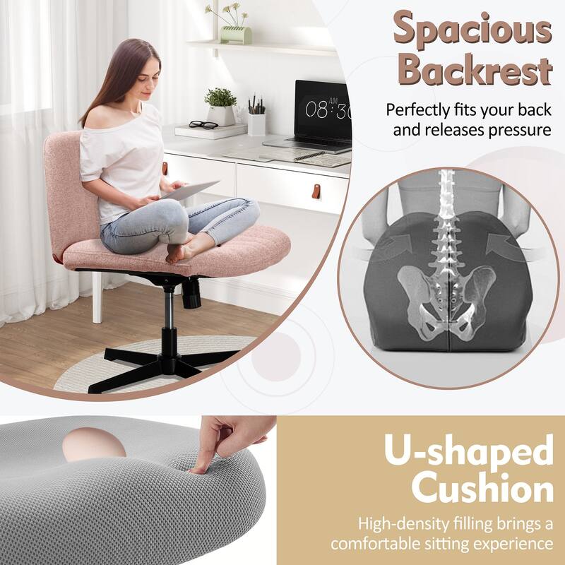 Futzca Office Chair, Armless Wide Chair of Height Adjustable Swivel