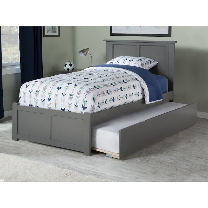 AFI Madison Platform Bed with Footboard & Twin XL Trundle - Grey - Twin XL