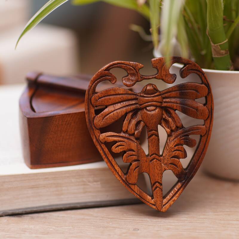 Novica Handmade Tenderness Of A Dragonfly Wood Puzzle Box