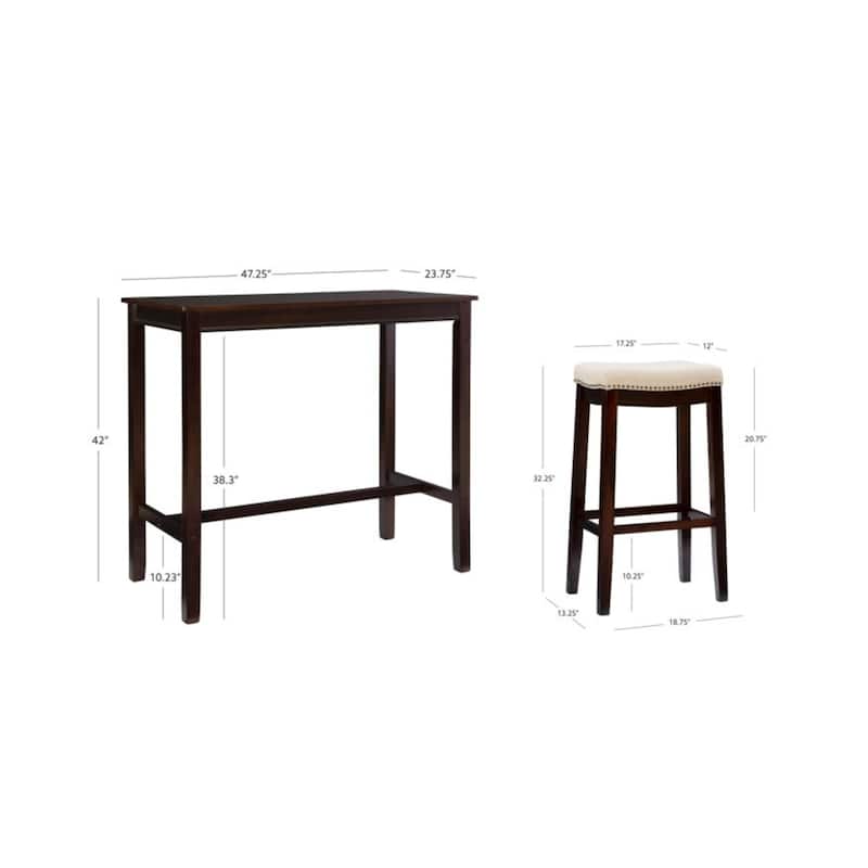 3-Piece Bar Table and Stool Set- 47.25" - Brown and Beige