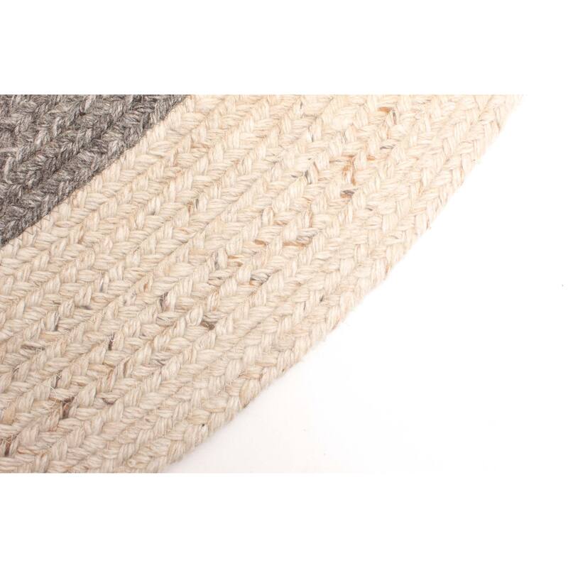 ECARPETGALLERY Braid weave Sienna Dark Grey Wool Rug - 5'3 x 7'3