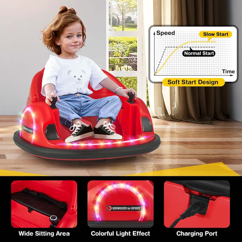 Spin Kids Bumping Car Electric Ride on Bumper Car w/ Remote Control