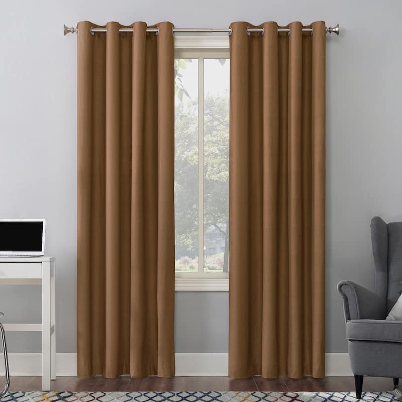 Sun Zero Duran Thermal Insulated Total Blackout Grommet 1-Piece Curtain Panel, Single Panel - 50" x 63" - Pecan