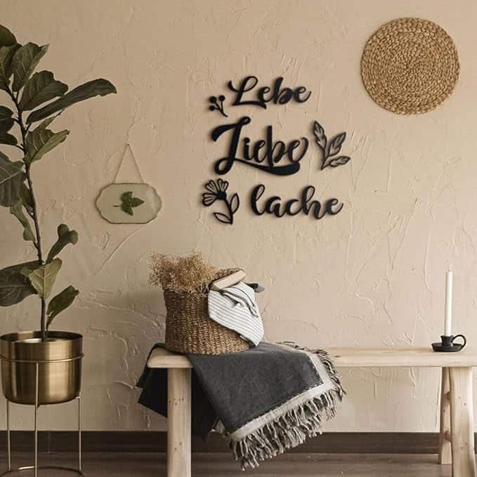 Lebe Liebe Lache Metal Wall Art - German Inspirational Quote, 6-Pieces