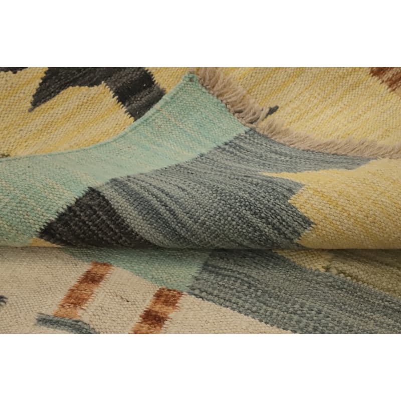 Hand Woven Oriental 100% Wool Carpet Southwestern Modern Multi-Colored Kilim Area Rug - 4' 0'' X 2' 1''