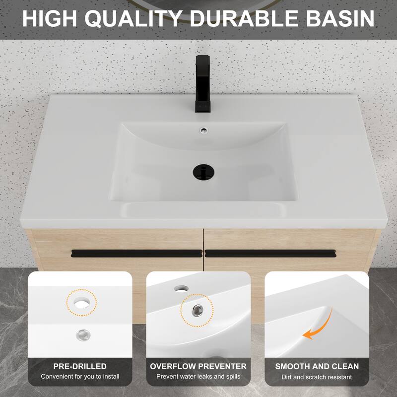 Bathroom Vanity With Sink In 16/20/24/30/36 Inch, Floating Bathroom Vanity With Soft Close Door