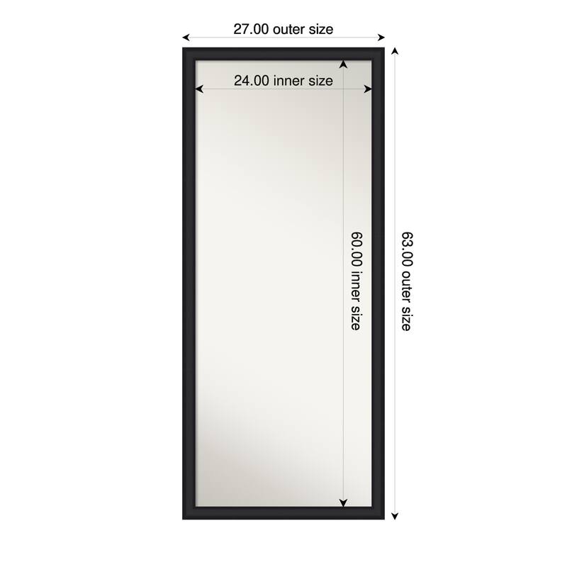 Oliver Narrow Non-Beveled Wood Framed Full-Length Floor Leaner Mirror - 27 x 63 in - Oliver Black Narrow