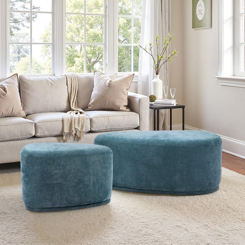 Leon 26"/43" W Chenille Triangle Cocktail Ottoman Set