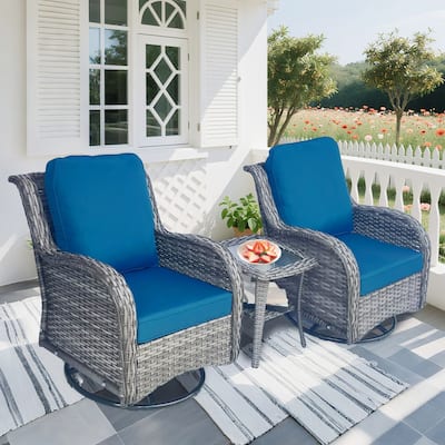 Wicker Patio Furniture Set - 3 Piece Rattan Sectional Conversation Sets 2 Piece Wicker Hang gliding Chairs and 1 Side Table